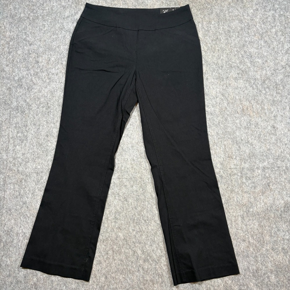 Kim Rogers Pull-On Pants Women's Size 12P Black Stretch Straight Comfort Waist